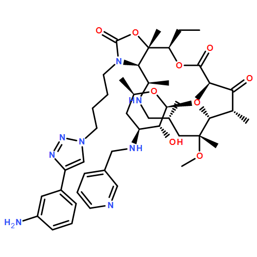 Oxazolo[5,4-c][1,6]oxaazacyclopentadecine-2,12,14(13H)-trione, 3-[4-[4-(3-aminophenyl)-1H-1,2,3-triazol-1-yl]butyl]-16-ethyldodecahydro-9-methoxy-4,7,9,11,13,16a-hexamethyl-10-[[3,4,6-trideoxy-3-[(3-pyridinylmethyl)amino]-β-D-xylo-hexopyranosyl]oxy]-, (3aR,4R,7R,9R,10R,11R,13R,16R,16aS)-