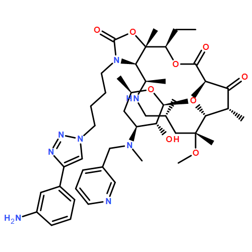 Oxazolo[5,4-c][1,6]oxaazacyclopentadecine-2,12,14(13H)-trione, 3-[4-[4-(3-aminophenyl)-1H-1,2,3-triazol-1-yl]butyl]-16-ethyldodecahydro-9-methoxy-4,7,9,11,13,16a-hexamethyl-10-[[3,4,6-trideoxy-3-[methyl(3-pyridinylmethyl)amino]-β-D-xylo-hexopyranosyl]oxy]-, (3aR,4R,7R,9R,10R,11R,13R,16R,16aS)-