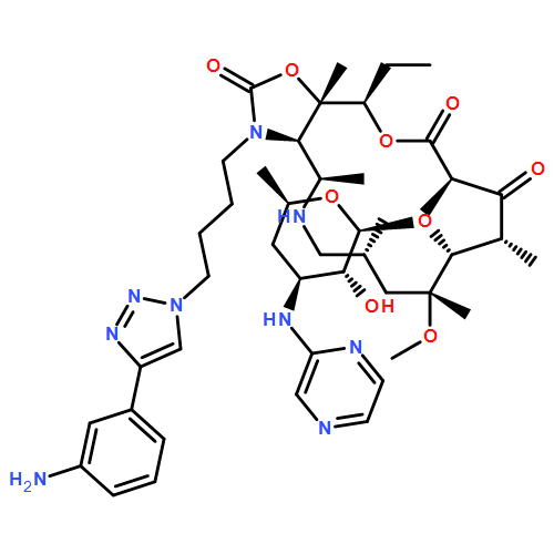 Oxazolo[5,4-c][1,6]oxaazacyclopentadecine-2,12,14(13H)-trione, 3-[4-[4-(3-aminophenyl)-1H-1,2,3-triazol-1-yl]butyl]-16-ethyldodecahydro-9-methoxy-4,7,9,11,13,16a-hexamethyl-10-[[3,4,6-trideoxy-3-(2-pyrazinylamino)-β-D-xylo-hexopyranosyl]oxy]-, (3aR,4R,7R,9R,10R,11R,13R,16R,16aS)-