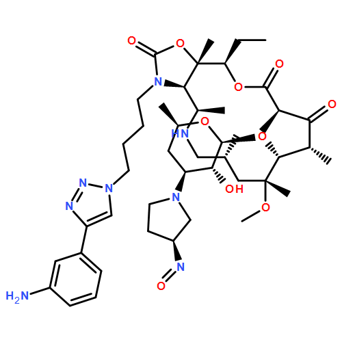 Oxazolo[5,4-c][1,6]oxaazacyclopentadecine-2,12,14(13H)-trione, 3-[4-[4-(3-aminophenyl)-1H-1,2,3-triazol-1-yl]butyl]-16-ethyldodecahydro-9-methoxy-4,7,9,11,13,16a-hexamethyl-10-[[3,4,6-trideoxy-3-[(3S)-3-nitroso-1-pyrrolidinyl]-β-D-xylo-hexopyranosyl]oxy]-, (3aR,4R,7R,9R,10R,11R,13R,16R,16aS)-