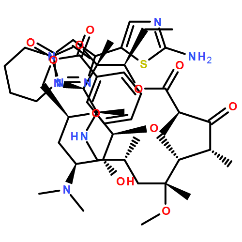 Oxazolo[5,4-c][1,6]oxaazacyclopentadecine-2,12,14(13H)-trione, 3-[4-[4-(2-amino-5-thiazolyl)-1H-1,2,3-triazol-1-yl]butyl]-10-[[6-O-benzoyl-3,4-dideoxy-3-(dimethylamino)-β-D-xylo-hexopyranosyl]oxy]-16-ethyldodecahydro-9-methoxy-4,7,9,11,13,16a-hexamethyl-, (3aR,4R,7R,9R,10R,11R,13R,16R,16aS)-