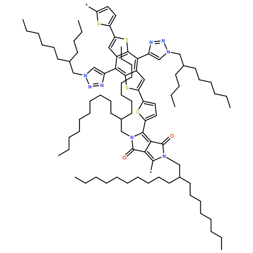 Poly[[2,3,5,6-tetrahydro-2,5-bis(2-octyldodecyl)-3,6-dioxopyrrolo[3,4-c]pyrrole-1,4-diyl]-2,5-thiophenediyl[4,8-bis[1-(2-butyloctyl)-1H-1,2,3-triazol-4-yl]benzo[1,2-b:4,5-b']dithiophene-2,6-diyl]-2,5-thiophenediyl]