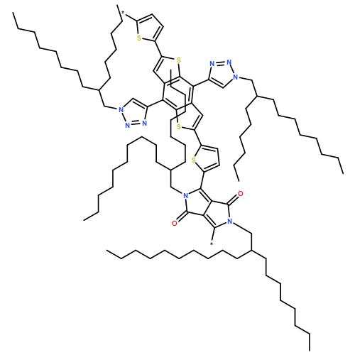 Poly[[2,3,5,6-tetrahydro-2,5-bis(2-octyldodecyl)-3,6-dioxopyrrolo[3,4-c]pyrrole-1,4-diyl]-2,5-thiophenediyl[4,8-bis[1-(2-hexyldecyl)-1H-1,2,3-triazol-4-yl]benzo[1,2-b:4,5-b']dithiophene-2,6-diyl]-2,5-thiophenediyl]