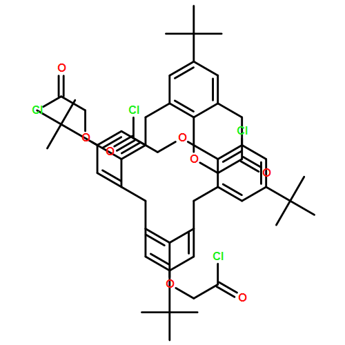 Acetyl chloride, 2,2',2'',2'''-[[5,11,17,23-tetrakis(1,1-dimethylethyl)pentacyclo[19.3.1.13,7.19,13.115,19]octacosa-1(25),3,5,7(28),9,11,13(27),15,17,19(26),21,23-dodecaene-25,26,27,28-tetrayl]tetrakis(oxy)]tetrakis-