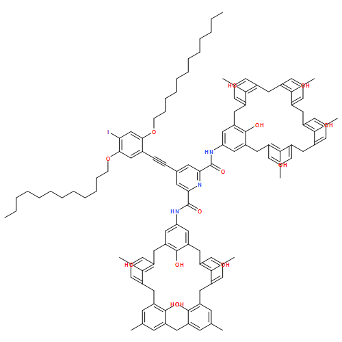 2,6-Pyridinedicarboxamide, 4-[2-[2,5-bis(dodecyloxy)-4-iodophenyl]ethynyl]-N2,N6-bis[31,32,33,34,35-pentahydroxy-11,17,23,29-tetramethylhexacyclo[25.3.1.13,7.19,13.115,19.121,25]pentatriaconta-1(31),3,5,7(35),9,11,13(34),15,17,19(33),21,23,25(32),27,29-pentadecaen-5-yl]-