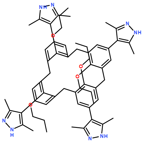 1H-Pyrazole, 4,4',4'',4'''-(25,26,27,28-tetrapropoxypentacyclo[19.3.1.13,7.19,13.115,19]octacosa-1(25),3,5,7(28),9,11,13(27),15,17,19(26),21,23-dodecaene-5,11,17,23-tetrayl)tetrakis[3,5-dimethyl-