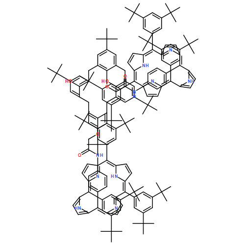 Acetamide, 2,2'-[[5,11,17,23-tetrakis(1,1-dimethylethyl)-26,28-dihydroxypentacyclo[19.3.1.13,7.19,13.115,19]octacosa-1(25),3,5,7(28),9,11,13(27),15,17,19(26),21,23-dodecaene-25,27-diyl]bis(oxy)]bis[N-[4-[10,15,20-tris[3,5-bis(1,1-dimethylethyl)phenyl]-21H,23H-porphin-5-yl]phenyl]-