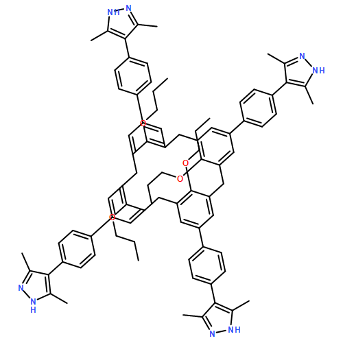 1H-Pyrazole, 4,4',4'',4'''-[(25,26,27,28-tetrapropoxypentacyclo[19.3.1.13,7.19,13.115,19]octacosa-1(25),3,5,7(28),9,11,13(27),15,17,19(26),21,23-dodecaene-5,11,17,23-tetrayl)tetra-4,1-phenylene]tetrakis[3,5-dimethyl-