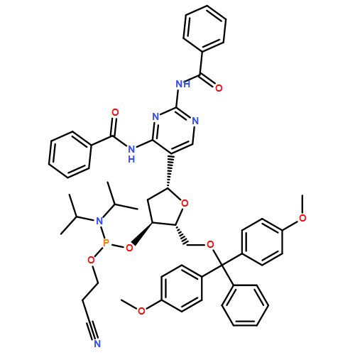 Benzamide, N,N'-[5-[5-O-[bis(4-methoxyphenyl)phenylmethyl]-3-O-[[bis(1-methylethyl)amino](2-cyanoethoxy)phosphino]-2-deoxy-β-D-erythro-pentofuranosyl]-2,4-pyrimidinediyl]bis-