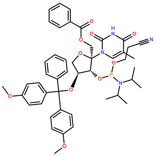 2,4(1H,3H)-Pyrimidinedione, 1-[1-O-benzoyl-4-O-[bis(4-methoxyphenyl)phenylmethyl]-3-O-[[bis(1-methylethyl)amino](2-cyanoethoxy)phosphino]-α-L-threo-2-pentulofuranosyl]-5-methyl-