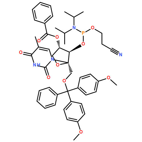 2,4(1H,3H)-Pyrimidinedione, 1-[4-O-benzoyl-1-O-[bis(4-methoxyphenyl)phenylmethyl]-3-O-[[bis(1-methylethyl)amino](2-cyanoethoxy)phosphino]-α-L-threo-2-pentulofuranosyl]-5-methyl-