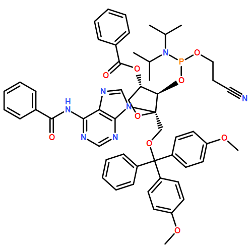 Benzamide, N-[9-[4-O-benzoyl-1-O-[bis(4-methoxyphenyl)phenylmethyl]-3-O-[[bis(1-methylethyl)amino](2-cyanoethoxy)phosphino]-α-L-threo-2-pentulofuranosyl]-9H-purin-6-yl]-