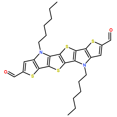 Thieno[3,2-b]thieno[2''',3''':4'',5'']pyrrolo[2'',3'':4',5']thieno[2',3':4,5]thieno[2,3-d]pyrrole-2,7-dicarboxaldehyde, 4,9-dihexyl-4,9-dihydro-