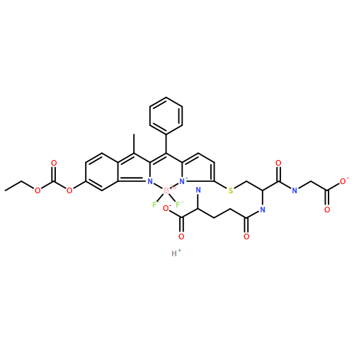 Borate(2-?)?, difluoro[L-?γ-?glutamyl-?S-?[5-?[[6-?[(ethoxycarbonyl)?oxy]?-?3-?methyl-?2H-?indol-?2-?ylidene-?κN]?phenylmethyl]?-?1H-?pyrrol-?2-?yl-?κN]?-?L-?cysteinylglycinato(3?-?)?]?-?, hydrogen (1:2)?, (T-?4)?- 