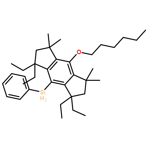 s-Indacene, 1,1,7,7-tetraethyl-4-(hexyloxy)-1,2,3,5,6,7-hexahydro-3,3,5,5-tetramethyl-8-(phenylsilyl)- 