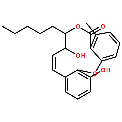 5H-Dibenzo[b,j][1,5]dioxacycloundecin-5-one, 7,8-dihydro-8,14-dihydroxy-4-methyl-7-pentyl-, (7S,8R,9E)- 