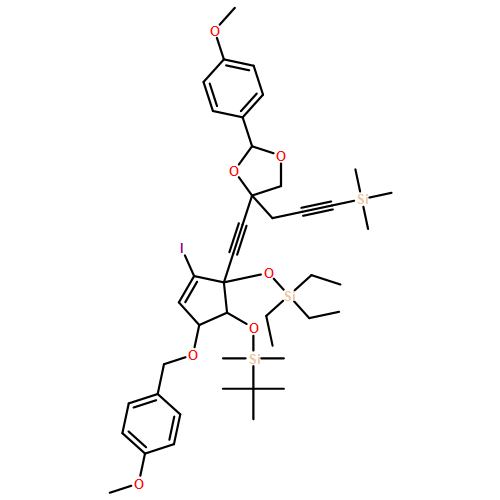 1,3-Dioxolane, 4-[2-[(1R,4R,5S)-5-[[(1,1-dimethylethyl)dimethylsilyl]oxy]-2-iodo-4-[(4-methoxyphenyl)methoxy]-1-[(triethylsilyl)oxy]-2-cyclopenten-1-yl]ethynyl]-2-(4-methoxyphenyl)-4-[3-(trimethylsilyl)-2-propyn-1-yl]-, (4R)- 