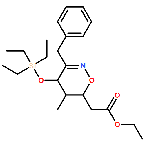 4H-1,2-Oxazine-6-acetic acid, 5,6-dihydro-5-methyl-3-(phenylmethyl)-4-[(triethylsilyl)oxy]-, ethyl ester, (4R,5R,6R)- 