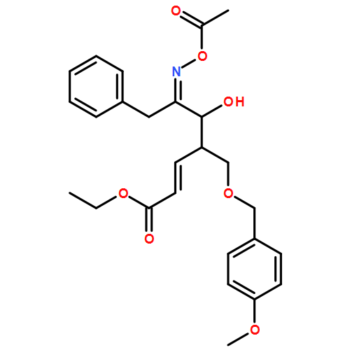 L-threo-2-Pentulose, 1,4-dideoxy-4-[(1E)-3-ethoxy-3-oxo-1-propen-1-yl]-5-O-[(4-methoxyphenyl)methyl]-1-phenyl-, 2-(O-acetyloxime), (2E)- 