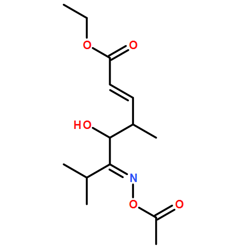 2-Octenoic acid, 6-[(acetyloxy)imino]-5-hydroxy-4,7-dimethyl-, ethyl ester, (2E,4R,5R,6E)- 