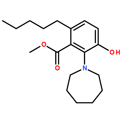 Benzoic acid, 2-(hexahydro-1H-azepin-1-yl)-3-hydroxy-6-pentyl-, methyl ester 