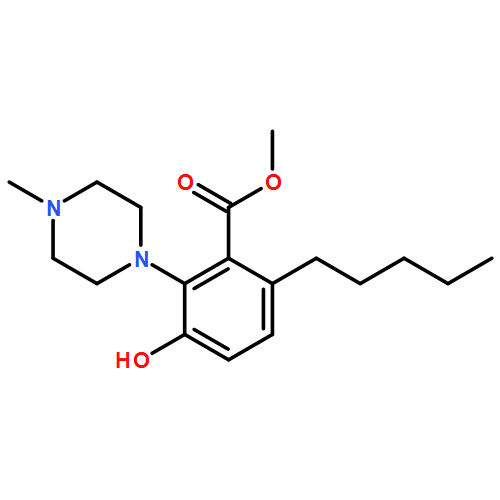 Benzoic acid, 3-hydroxy-2-(4-methyl-1-piperazinyl)-6-pentyl-, methyl ester 