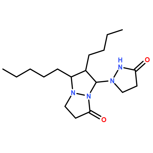 1H,5H-Pyrazolo[1,2-a]pyrazol-1-one, 6-butyltetrahydro-7-(3-oxo-1-pyrazolidinyl)-5-pentyl-, (5R,6S,7S)-rel- 