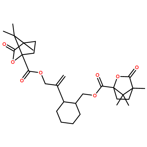 2-Oxabicyclo[2.2.1]heptane-1-carboxylic acid, 4,7,7-trimethyl-3-oxo-, 2-[(1S,2R)-2-[[[[(1S,4R)-4,7,7-trimethyl-3-oxo-2-oxabicyclo[2.2.1]hept-1-yl]carbonyl]oxy]methyl]cyclohexyl]-2-propen-1-yl ester, (1S,4R)- 