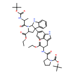 Pyrrolo[2,3-b]indole-2-carboxylic acid, 1-[(2S)-2-[[(1,1-dimethylethoxy)carbonyl]amino]-1-oxopropyl]-3a-[3-[(2S)-2-[[[(2S)-1-[(1,1-dimethylethoxy)carbonyl]-2-pyrrolidinyl]carbonyl]amino]-3-ethoxy-3-oxopropyl]-1H-indol-6-yl]-1,2,3,3a,8,8a-hexahydro-, ethyl ester, (2S,3aS,8aR)- 