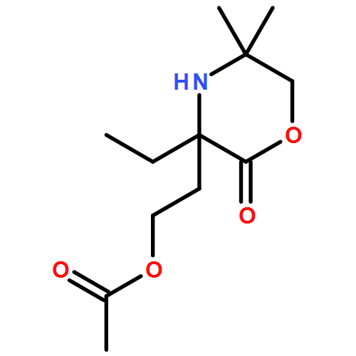 2-Morpholinone, 3-[2-(acetyloxy)ethyl]-3-ethyl-5,5-dimethyl- 