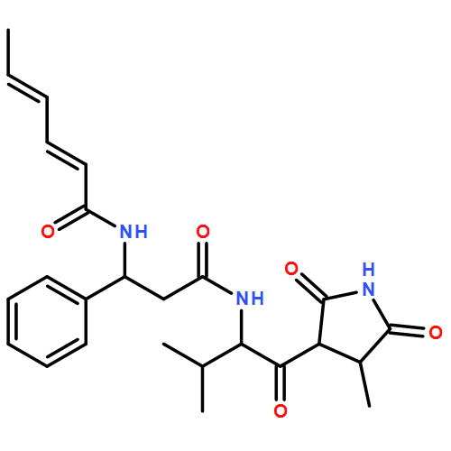 Benzenepropanamide, N-[(1S)-2-methyl-1-[[(3R,4S)-4-methyl-2,5-dioxo-3-pyrrolidinyl]carbonyl]propyl]-β-[[(2E,4E)-1-oxo-2,4-hexadien-1-yl]amino]-, (βS)- 