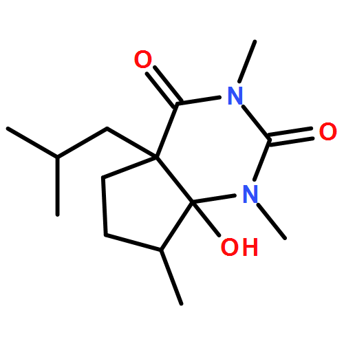 1H-Cyclopentapyrimidine-2,4(3H,4aH)-dione, tetrahydro-7a-hydroxy-1,3,7-trimethyl-4a-(2-methylpropyl)-, (4aR,7R,7aS)-rel- 