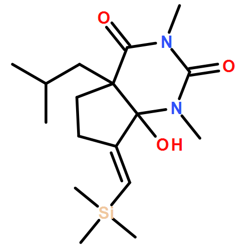 1H-Cyclopentapyrimidine-2,4(3H,4aH)-dione, tetrahydro-7a-hydroxy-1,3-dimethyl-4a-(2-methylpropyl)-7-[(trimethylsilyl)methylene]-, (4aR,7E,7aR)-rel- 