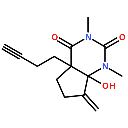 1H-Cyclopentapyrimidine-2,4(3H,4aH)-dione, 4a-(3-butyn-1-yl)tetrahydro-7a-hydroxy-1,3-dimethyl-7-methylene-, (4aR,7aR)-rel- 