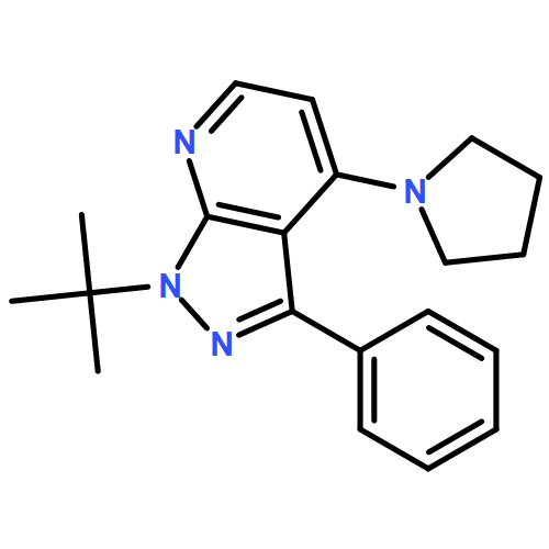 1H-Pyrazolo[3,4-b]pyridine, 1-(1,1-dimethylethyl)-3-phenyl-4-(1-pyrrolidinyl)- 