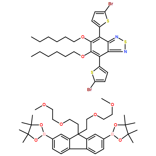 2,1,3-Benzothiadiazole, 4,7-bis(5-bromo-2-thienyl)-5,6-bis(hexyloxy)-, polymer with 2,2'-[9,9-bis[2-(2-methoxyethoxy)ethyl]-9H-fluorene-2,7-diyl]bis[4,4,5,5-tetramethyl-1,3,2-dioxaborolane]