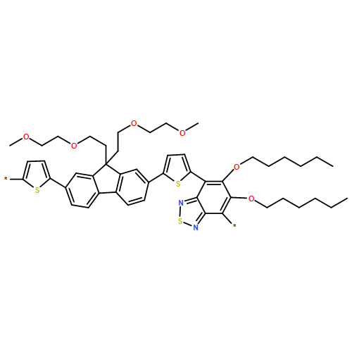 Poly[[5,6-bis(hexyloxy)-2,1,3-benzothiadiazole-4,7-diyl]-2,5-thiophenediyl[9,9-bis[2-(2-methoxyethoxy)ethyl]-9H-fluorene-2,7-diyl]-2,5-thiophendiyl] 