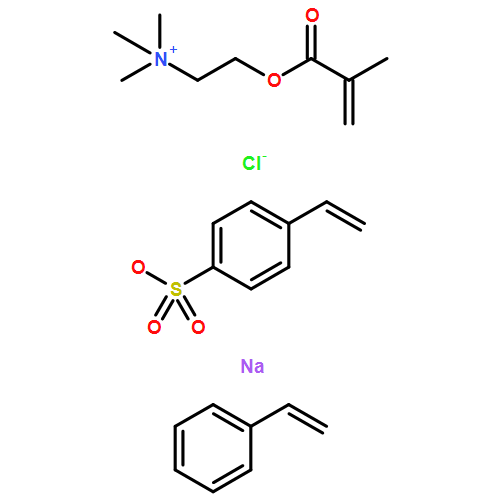 Ethanaminium, N,?N,?N-?trimethyl-?2-?[(2-?methyl-?1-?oxo-?2-?propen-?1-?yl)?oxy]?-?, chloride (1:1)?, polymer with ethenylbenzene and sodium 4-?ethenylbenzenesulfon?ate (1:1) 