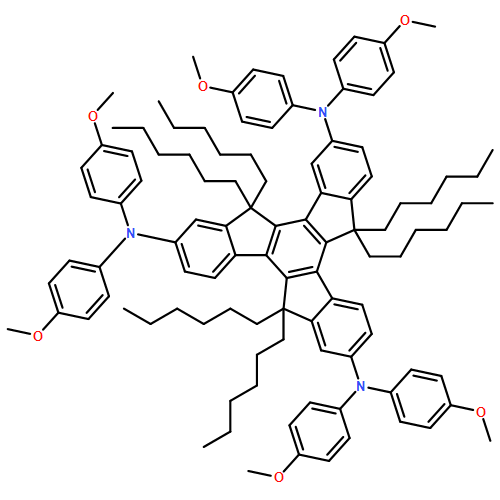 5H-Tribenzo[a,f,k]trindene-2,7,13-triamine, 5,5,10,10,15,15-hexahexyl-10,15-dihydro-N2,N2,N7,N7,N13,N13-hexakis(4-methoxyphenyl)-