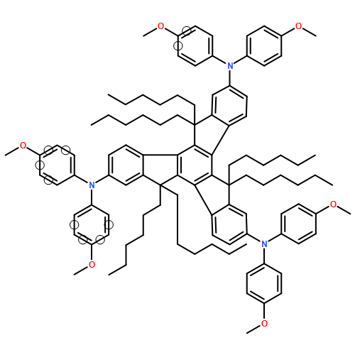 5H-Tribenzo[a,f,k]trindene-2,7,12-triamine, 5,5,10,10,15,15-hexahexyl-10,15-dihydro-N2,N2,N7,N7,N12,N12-hexakis(4-methoxyphenyl)- 