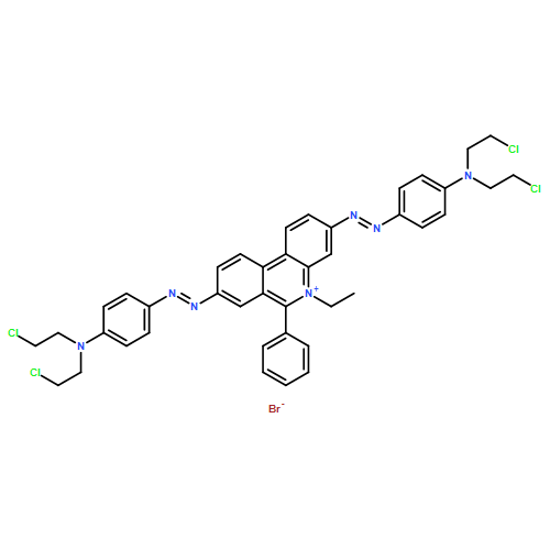 Phenanthridinium, 3,8-bis[2-[4-[bis(2-chloroethyl)amino]phenyl]diazenyl]-5-ethyl-6-phenyl-, bromide (1:1) 