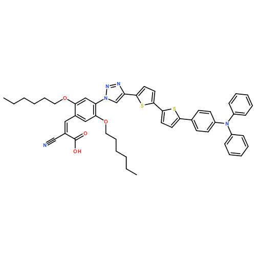 2-Propenoic acid, 2-cyano-3-[4-[4-[5'-[4-(diphenylamino)phenyl][2,2'-bithiophen]-5-yl]-1H-1,2,3-triazol-1-yl]-2,5-bis(hexyloxy)phenyl]- 