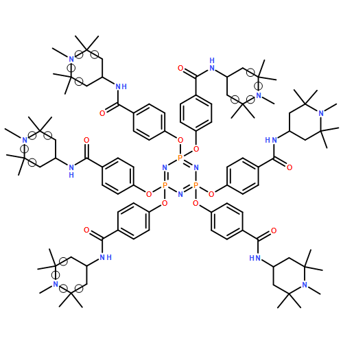 Benzamide, 4,4',4'',4''',4'''',4'''''-[2λ5,4λ5,6λ5-1,3,5,2,4,6-triazatriphosphorine-2,4,6-triylidenehexakis(oxy)]hexakis[N-(1,2,2,6,6-pentamethyl-4-piperidinyl)- 