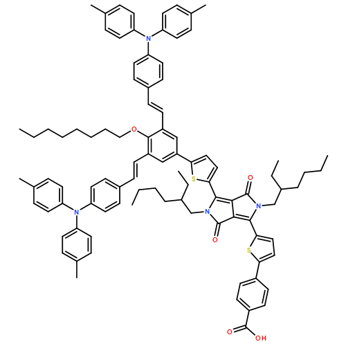 Benzoic acid, 4-[5-[4-[5-[3,5-bis[(1E)-2-[4-[bis(4-methylphenyl)amino]phenyl]ethenyl]-4-(octyloxy)phenyl]-2-thienyl]-2,5-bis(2-ethylhexyl)-2,3,5,6-tetrahydro-3,6-dioxopyrrolo[3,4-c]pyrrol-1-yl]-2-thienyl]- 