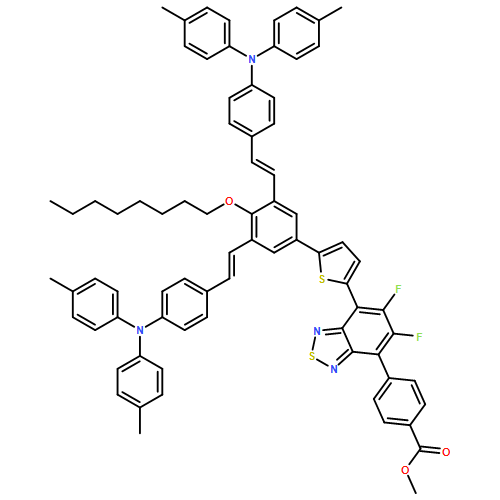 Benzoic acid, 4-[7-[5-[3,5-bis[(1E)-2-[4-[bis(4-methylphenyl)amino]phenyl]ethenyl]-4-(octyloxy)phenyl]-2-thienyl]-5,6-difluoro-2,1,3-benzothiadiazol-4-yl]-, methyl ester 