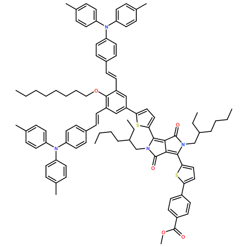 Benzoic acid, 4-[5-[4-[5-[3,5-bis[(1E)-2-[4-[bis(4-methylphenyl)amino]phenyl]ethenyl]-4-(octyloxy)phenyl]-2-thienyl]-2,5-bis(2-ethylhexyl)-2,3,5,6-tetrahydro-3,6-dioxopyrrolo[3,4-c]pyrrol-1-yl]-2-thienyl]-, methyl ester 