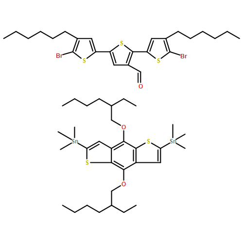 [2,2':5',2''-Terthiophene]-3'-carboxaldehyde, 5,5''-dibromo-4,4''-dihexyl-, polymer with 1,1'-[4,8-bis[(2-ethylhexyl)oxy]benzo[1,2-b:4,5-b']dithiophene-2,6-diyl]bis[1,1,1-trimethylstannane] 