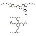 2-Thiophenecarboxaldehyde, 5-[(1E)-2-(5,5''-dibromo-4,4''-dihexyl[2,2':5',2''-terthiophen]-3'-yl)ethenyl]-, polymer with 1,1'-[4,8-bis[(2-ethylhexyl)oxy]benzo[1,2-b:4,5-b']dithiophene-2,6-diyl]bis[1,1,1-trimethylstannane] 