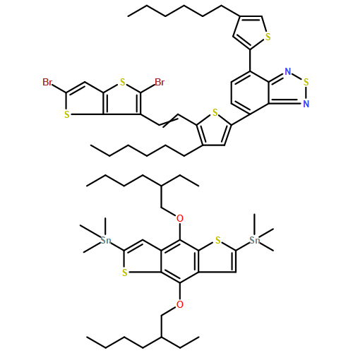 2,1,3-Benzothiadiazole, 4-[5-[2-(2,5-dibromothieno[3,2-b]thien-3-yl)ethenyl]-4-hexyl-2-thienyl]-7-(4-hexyl-2-thienyl)-, polymer with 1,1'-[4,8-bis[(2-ethylhexyl)oxy]benzo[1,2-b:4,5-b']dithiophene-2,6-diyl]bis[1,1,1-trimethylstannane] 