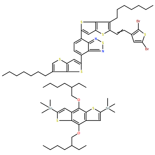 2,1,3-Benzothiadiazole, 4-[5-[2-(2,5-dibromo-3-thienyl)ethenyl]-6-heptylthieno[3,2-b]thien-2-yl]-7-(6-heptylthieno[3,2-b]thien-2-yl)-, polymer with 1,1'-[4,8-bis[(2-ethylhexyl)oxy]benzo[1,2-b:4,5-b']dithiophene-2,6-diyl]bis[1,1,1-trimethylstannane] 